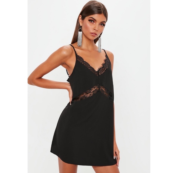 Missguided Dresses & Skirts - Missguided Black Lace Insert Slip Dress petite 6